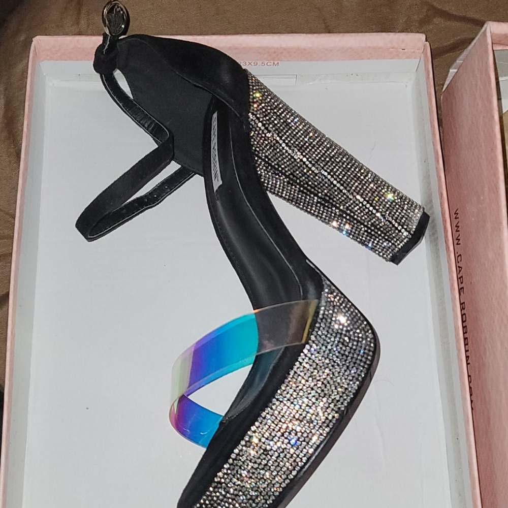Cape Robbin Chunky Heel Rhinestone Sandals - Picture 7 of 10